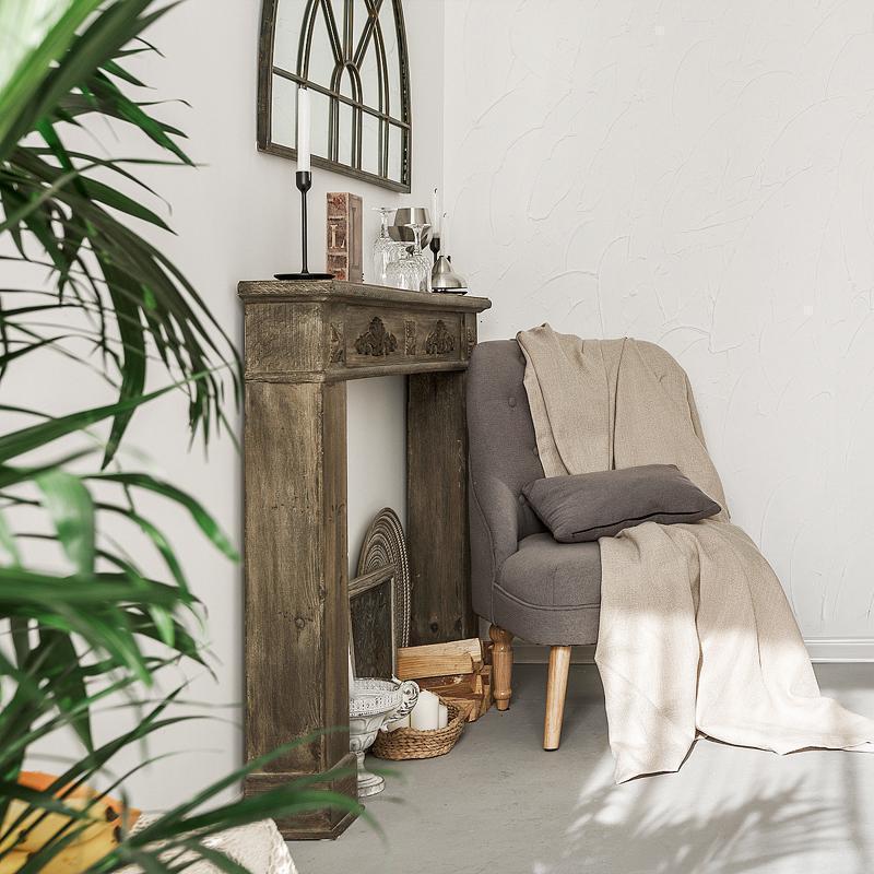 美式法式乡村复古实木壁炉装饰柜摄影道具民宿服装店橱窗陈列摆设