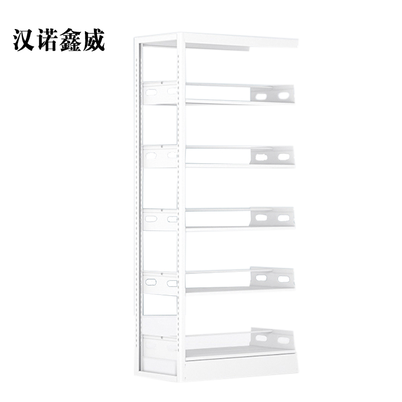 汉诺鑫威图书馆书架阅览室货架资料档案架钢制书架单面五层副架高清大图