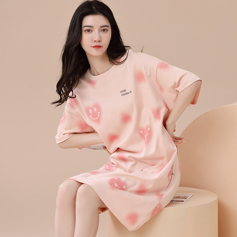 2025啄木鸟睡裙女夏季纯棉短袖夏天睡衣女可爱裙子孕妇大码连衣裙