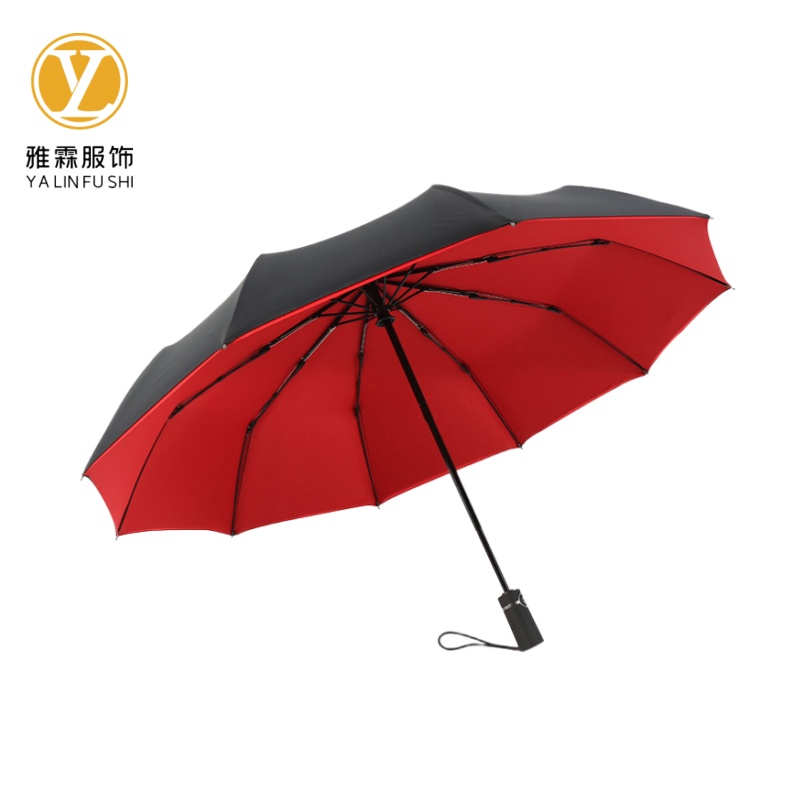 雅霖服 斜纹金胶三折晴雨伞YL-SZD081802 把高清大图