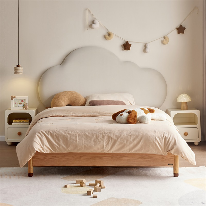 全友家居青少年卧室软包床头单人床简约家用实木脚高脚板式床660107