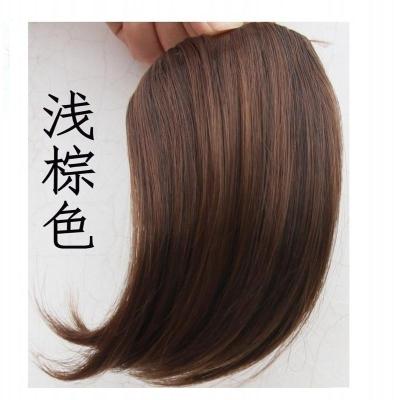 短款浅棕色 假发片女斜刘海隐形无痕假刘海仿真发帘哑光丝接发片可中分刘海片