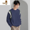 YANXU撞色拼接男士休闲卫衣2023新款长袖t恤男装圆领上衣潮