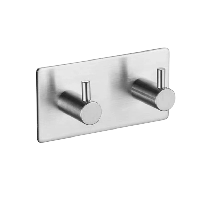 LONMATE 304不锈钢免打孔强力胶挂衣钩双钩110719 一个高清大图