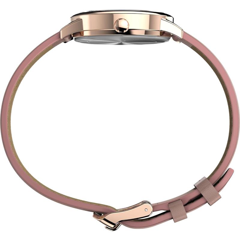 TIMEX/天美时女表简约经典大表盘石英防水复古黑面皮带表高清大图