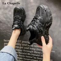 拉夏贝尔新款舒适网面透气小白鞋时尚百搭厚底老爹鞋