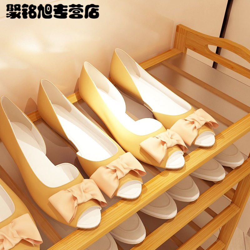 鞋架简易家用经济型实木组装简约现代楠竹口鞋柜鞋架多层鞋架家用收纳架子简易收纳架居家置物储物架子