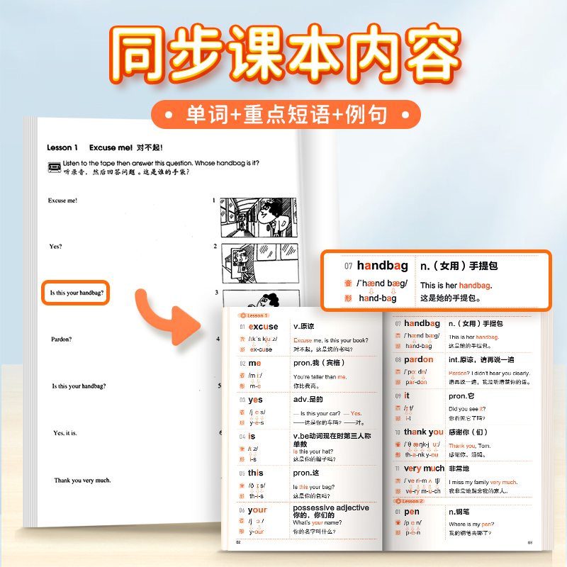 第1、2册单词[口袋书+默写本] 小学通用 [正版]新概念英语1-2册单词口袋书单词书短语句子速记音节拆分日常便携随时学