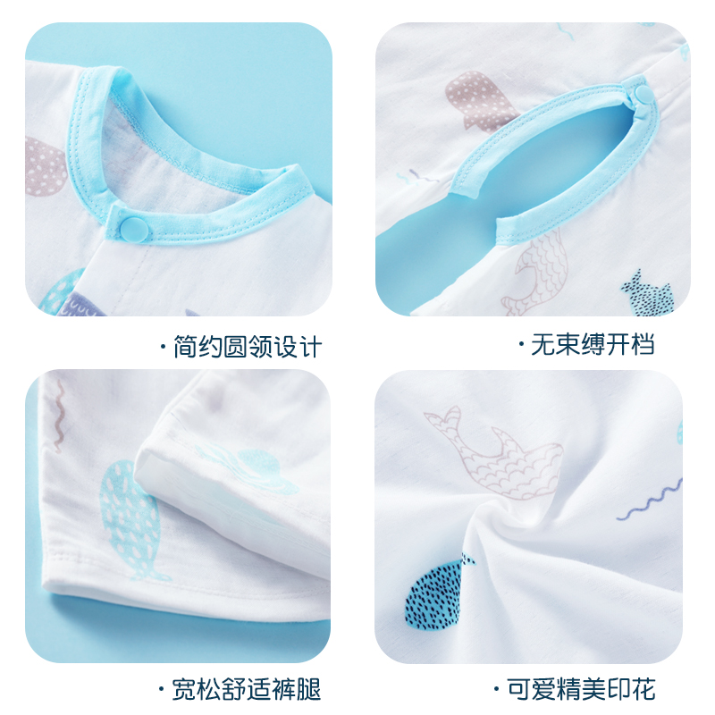 龙之涵(LONGZHIHAN)女婴儿连体衣夏季男宝宝纯棉短袖爬服哈衣新生儿衣服夏装高清大图