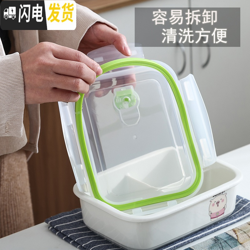 三维工匠微波炉饭盒便当盒男分格陶瓷碗保鲜盒上班族保温饭盒女学生加热碗 蓝猪四面扣分格碗+蓝鱼袋+勺筷高清大图
