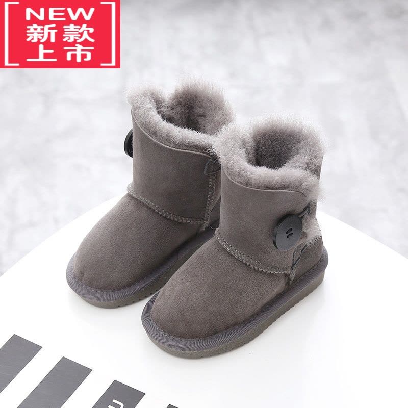 可莉允羊一体儿童雪地靴女童靴子1-3男宝宝棉鞋中大童冬婴儿学步鞋图片