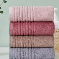 世纪金鹰竹纤维素色缎条成人面巾柔软洗脸毛巾34*74cm125g/条 125g