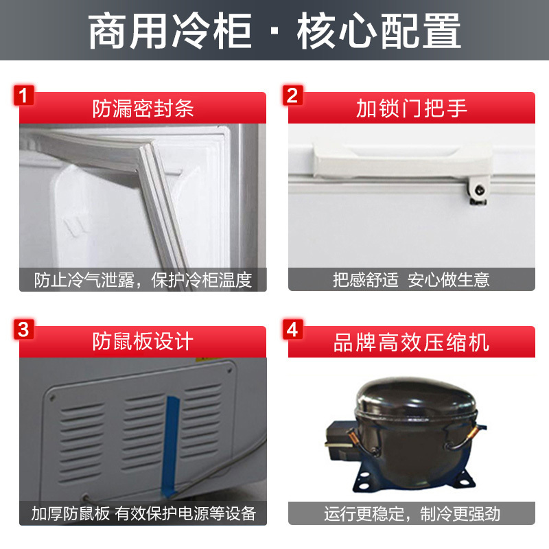 卧式冰柜 顶开门冷柜 商用大容量冷藏冷冻双开门卧式大冷柜 S