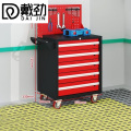 戴劲汽修工具车移动工具柜多功能工具箱 旗舰【黑红】五抽工具车+挂板