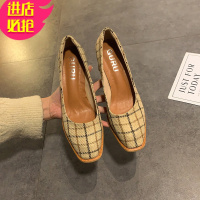 金三志单鞋女2021年春季新款韩版百搭晚晚风温柔鞋粗跟设计感小众高跟鞋休闲鞋