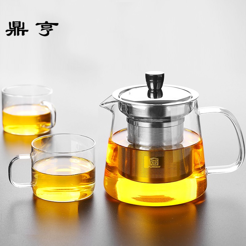 鼎亨耐高温玻璃茶壶功夫茶具冲茶器不锈钢过滤泡茶器茶壶套装家用