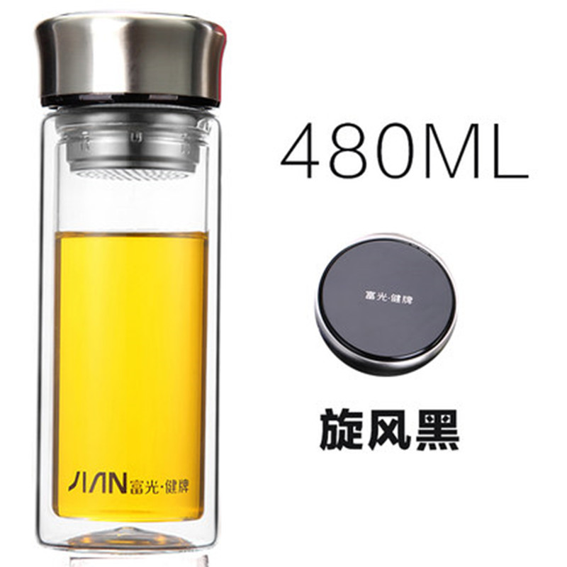 富光双层玻璃杯水杯男女耐热带盖杯子过滤茶杯