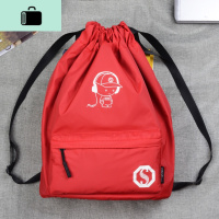 束口袋抽绳双肩包男女书包轻便运动布袋小学生简易补习背包补课包NEWLAKE 红色