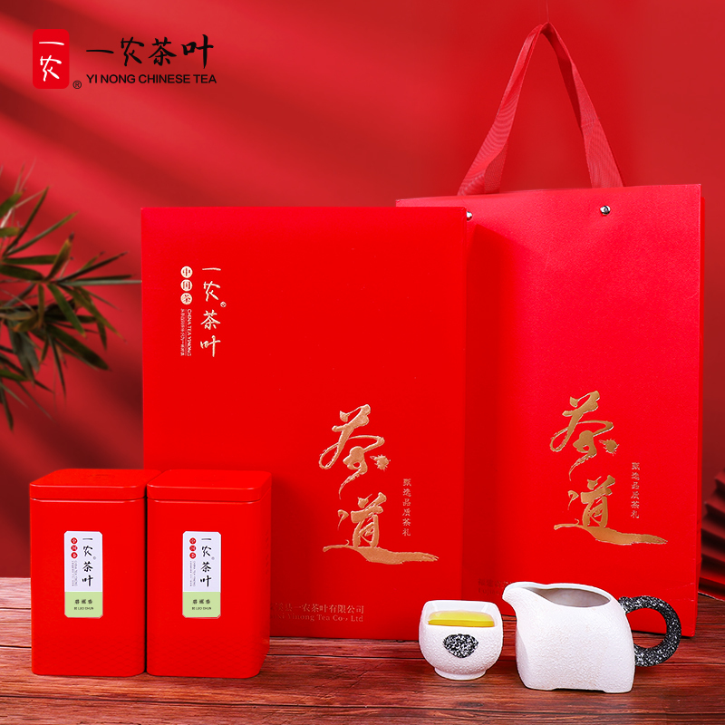 一农茶叶礼盒一级碧螺春400g(4罐礼盒装)鲜嫩绿茶中国红送礼佳选