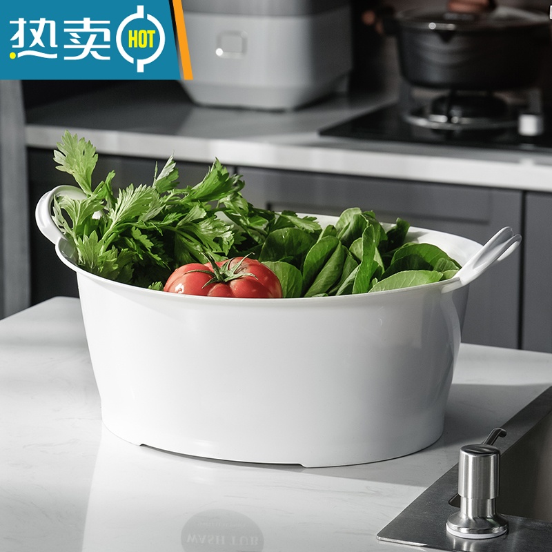 JING PING洗衣盆塑料洗衣服盆大号盆子家用婴儿脸盆洗脚盆双耳盆洗菜盆高清大图