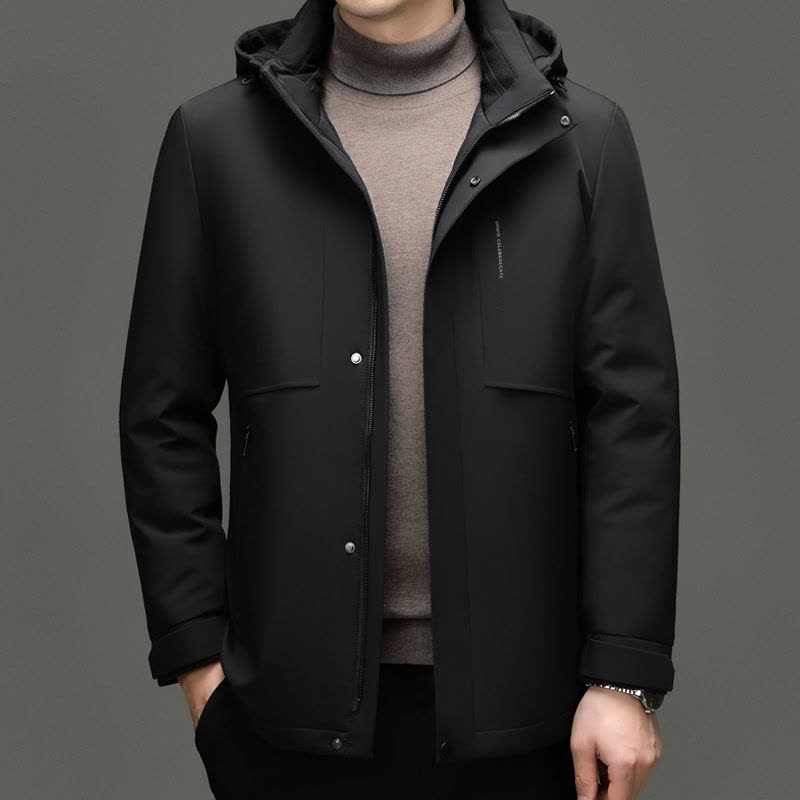 [可拆卸内胆 羽绒新款]秋冬装白鸭绒羽绒服男士极寒保暖爸爸装商务休闲外套夹克男翻领大码新款活里活面羽绒内胆外套男图片