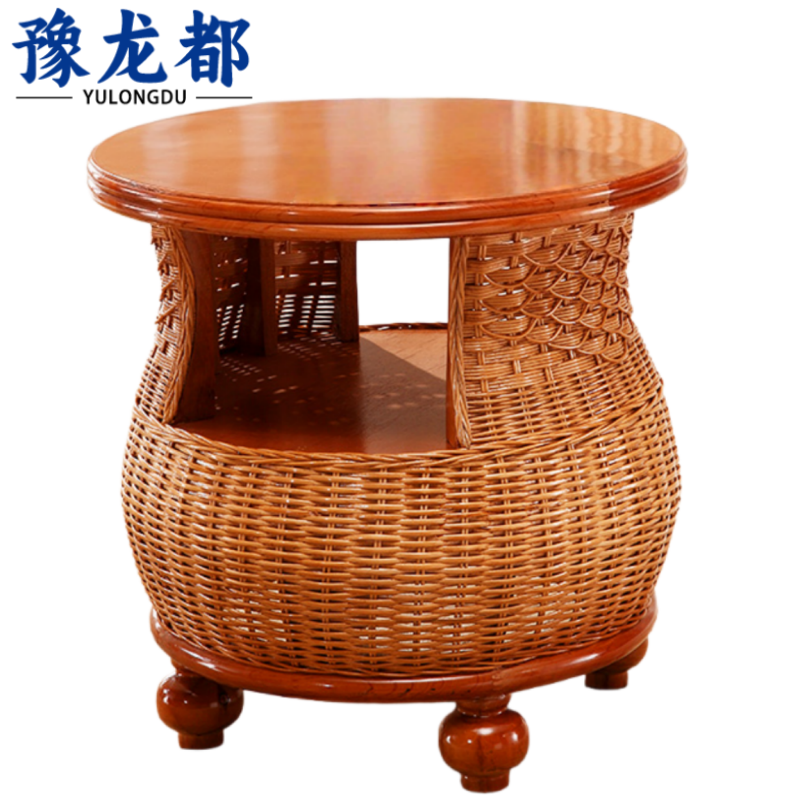 豫龙都 藤木茶几 角几 个高清大图