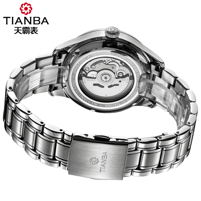 天霸(TIANBA)名仕系列手表全自动手表男机械手表双日历机械商务表 机械表 男TM8006.01SS