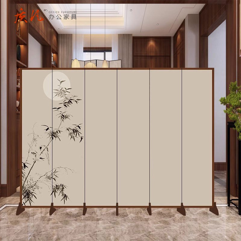 质凡新中式屏风隔断办公室客厅餐厅酒店茶室遮挡简约现代折叠移动折屏
