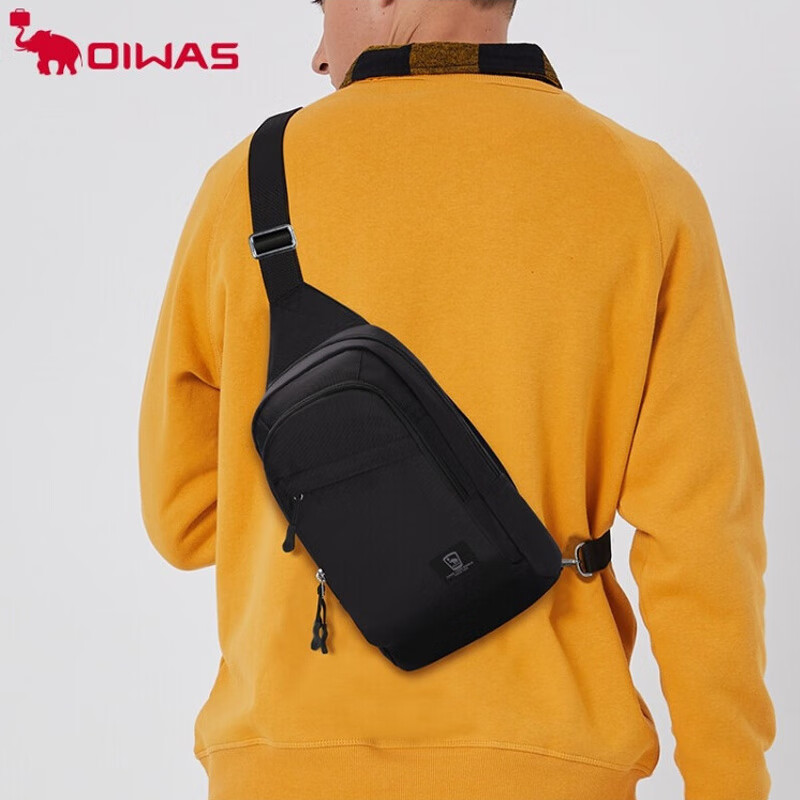 爱华仕(OIWAS) (C)斜挎包男女胸包 时尚休闲单肩包商务挎包 黑色 OCK5530高清大图