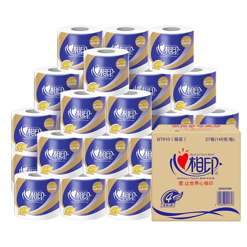 心相印 (Mind Act Upon Mind) 心柔系列4层140g/ 27卷卫生纸巾BT910