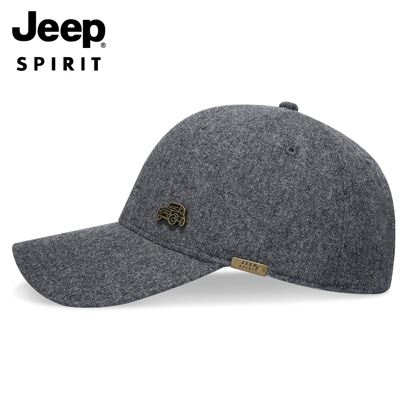 JEEP SPIRIT吉普帽子情侣款棒球帽户外遮阳羊毛帽子秋冬加厚休闲帽鸭舌帽