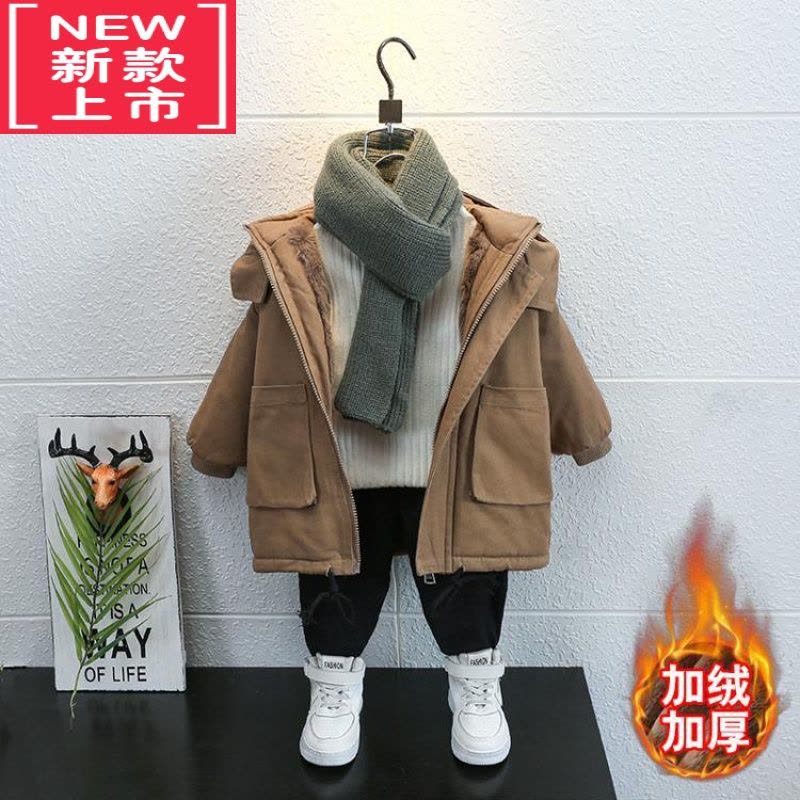 可莉允男童冬装棉服2022新款洋气宝宝加厚衣服潮儿童冬季加绒派克服外套图片