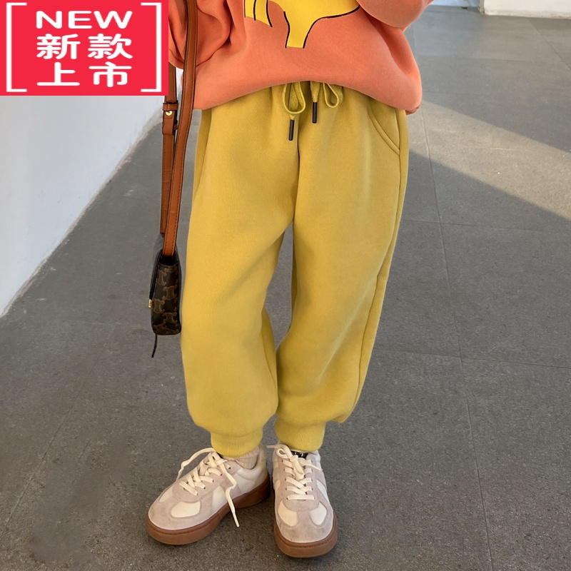 可莉允陈大猪女童裤子加绒秋冬2022新款休闲保暖束脚裤儿童加厚运动裤潮保暖裤