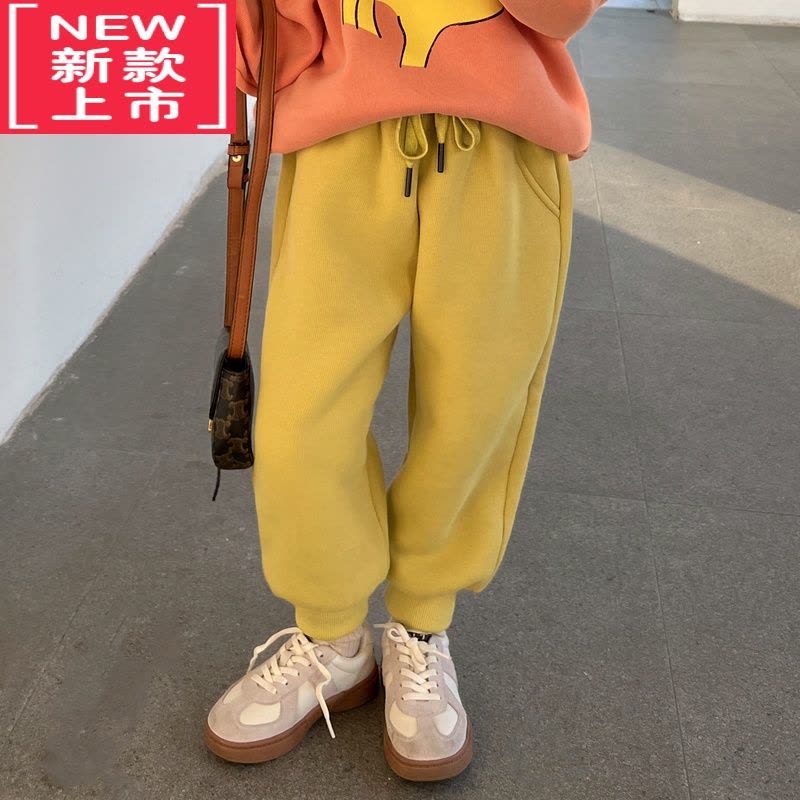 可莉允陈大猪女童裤子加绒秋冬2022新款休闲保暖束脚裤儿童加厚运动裤潮保暖裤图片