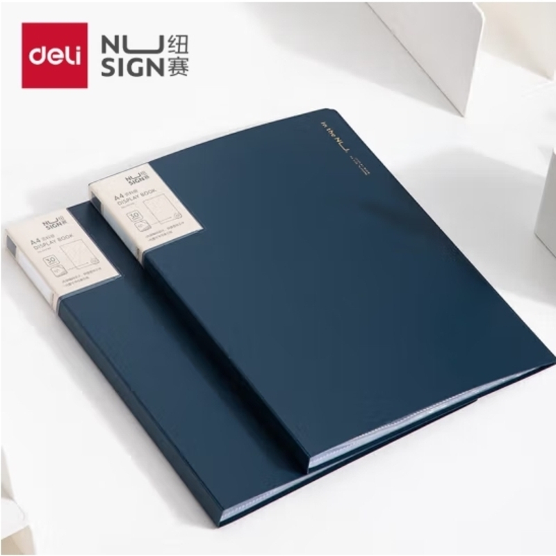 得力纽赛(NUSIGN)编码资料册A4/60页 彩色文件收纳册带页码活页插袋文件夹办公学生用品 海蓝NS192