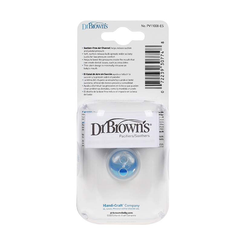 布朗博士(Dr.Brown’s)美国进口PreVent夜光安抚安抚奶嘴 0-6个月 蓝色