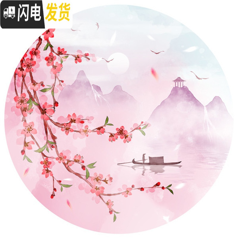 三维工匠十字绣客厅小幅2019新款线绣家用刺绣清新自然风十里桃花小件卧室 城楼50*50cm丝线3股+圆形玻璃框
