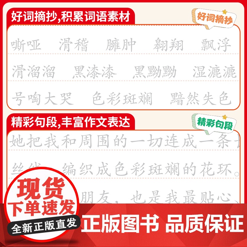 [荣恒]读书笔记练字帖小学同步快乐读书吧阅读记录书目作文素材积累摘抄本专用本小学生练字贴一二三四五六年级上册语文书籍范文高清大图