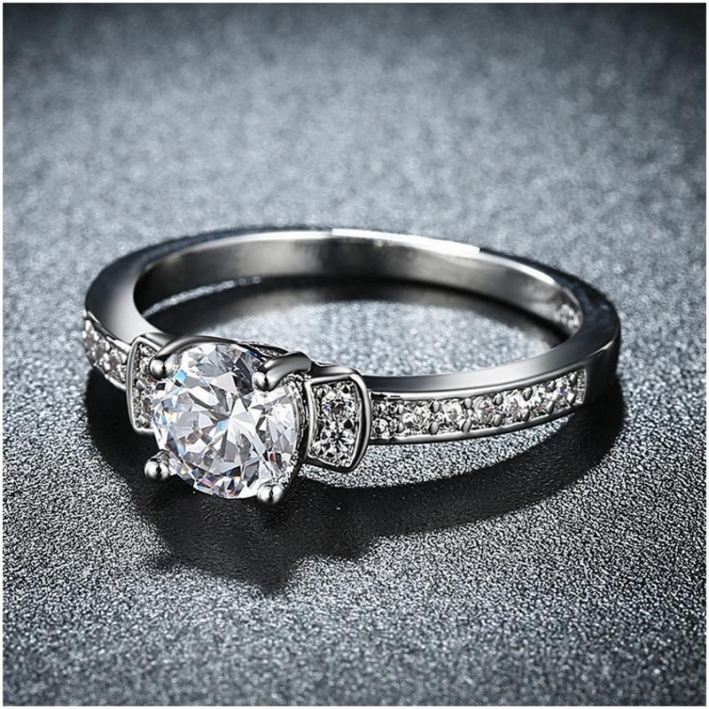 R820-CCouple Love Gold Rings铂金订婚戒指男女钻石情侣简约日韩送女朋友七夕情人节礼物