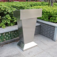 鑫环境 接待台110*53*36cm 户外物业接待台迎宾登记台餐厅不锈钢演讲台酒店发言台咨询咨客台 不锈钢原色