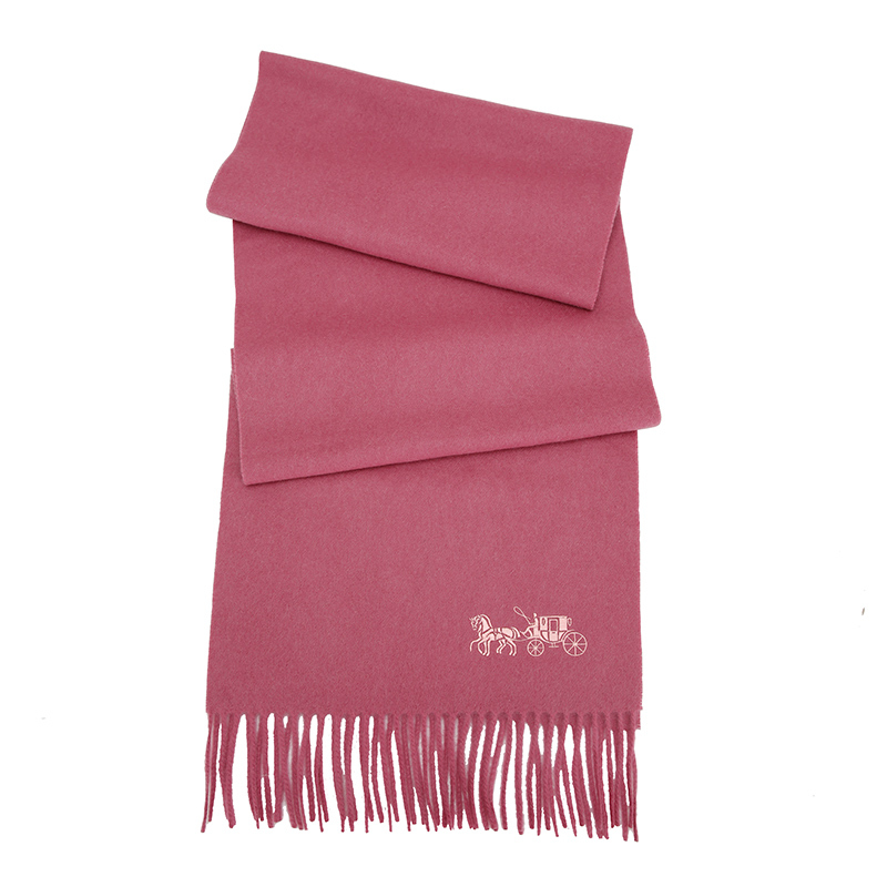 coach蔻驰奢侈品欧美时尚女士粉色100山羊绒材质双面长款围巾皮具套装