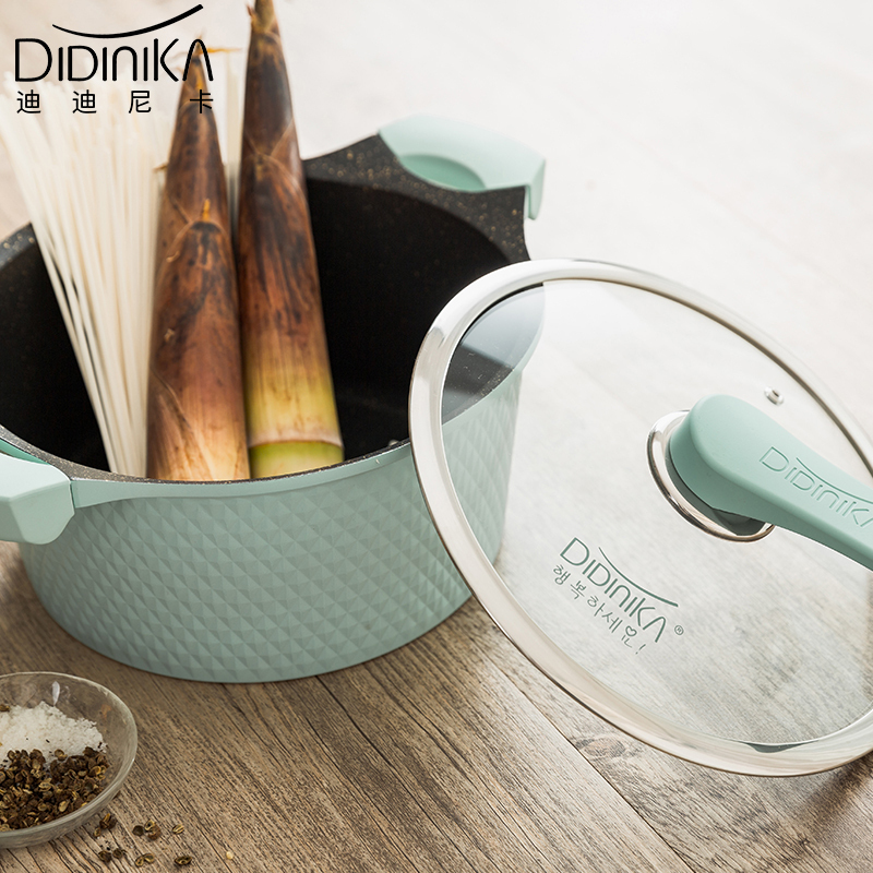 迪迪尼卡(Didinika) 麦饭石汤锅蒸锅两用不粘锅电磁炉燃气灶适用家用炖锅24cm