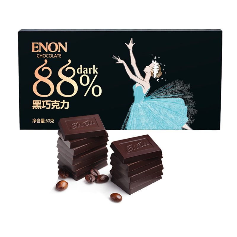 怡浓 纯可可脂 黑巧克力60g 纯可可脂礼盒装35%55%64%78%88%100 零食品情人节抖音零食糖果