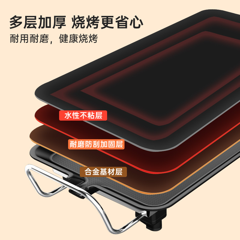 佳电熊电烧烤炉家用无烟不粘电烤盘多功能烤肉锅韩式电烤炉煎烤机铁板烧 HC-302中号烤盘
