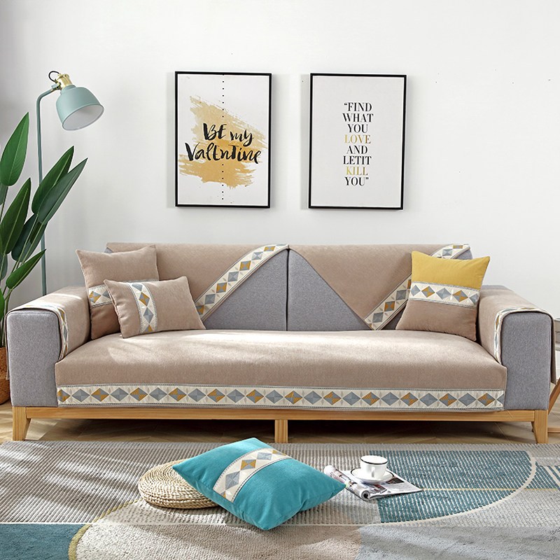 木儿家居雪尼尔沙发垫四季防滑布艺家用客厅简约现代高档轻奢沙发套罩