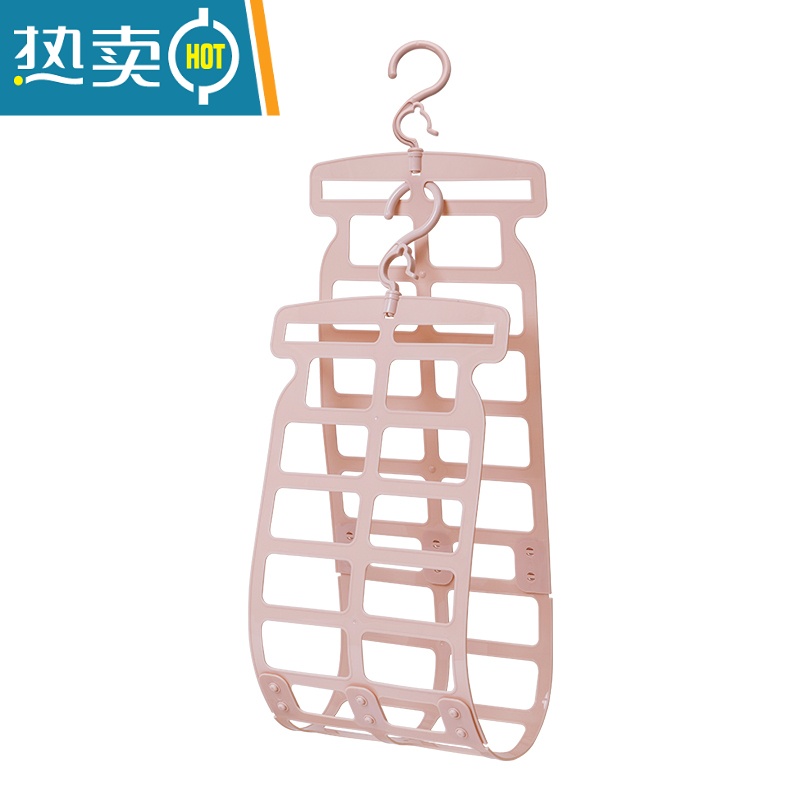 敬平晒枕头器多功能专用晾晒架子挂钩家用窗外阳台折叠晾衣架凉晒网 典雅粉【1个装】晒衣篮