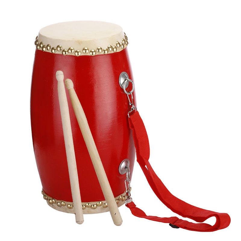 9cm腰鼓 鼓棒 背带 腰鼓儿童成人牛皮鼓12cm学生幼儿园舞蹈表演小腰鼓