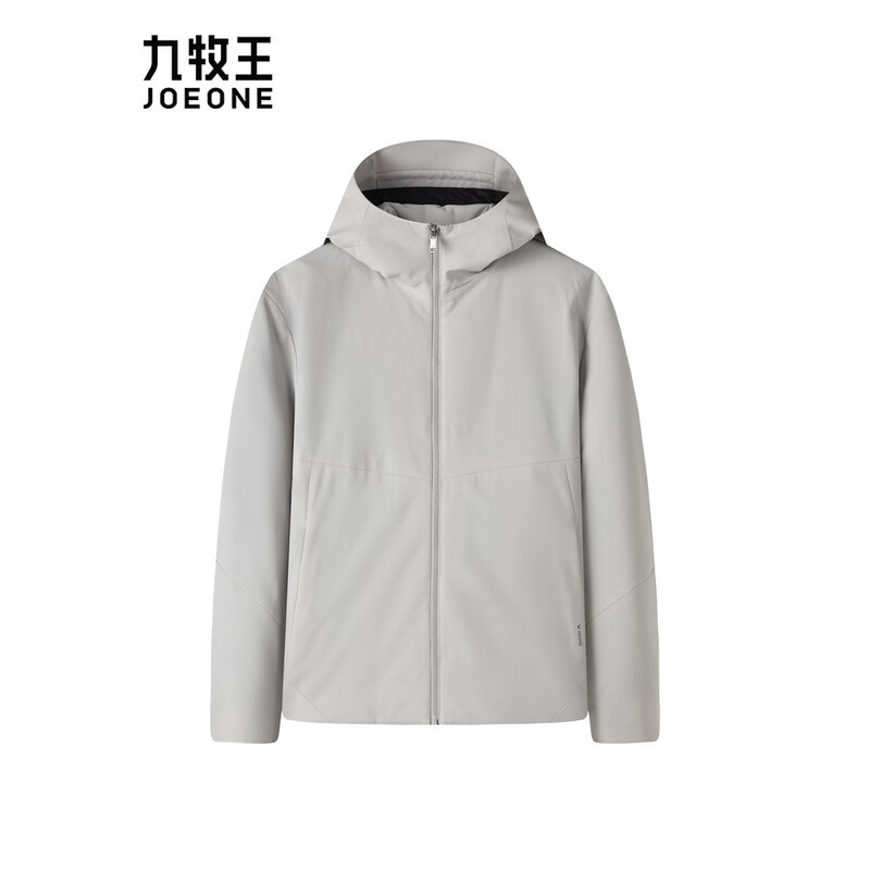 九牧王(JOEONE)白鸭绒羽绒服外套冬保暖易打理休闲夹克上衣修身版+浅灰白+JK5DX52327