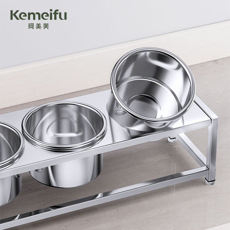珂美芙 不锈钢单排圆缸调料架调料盒 14cm4格 个高清大图