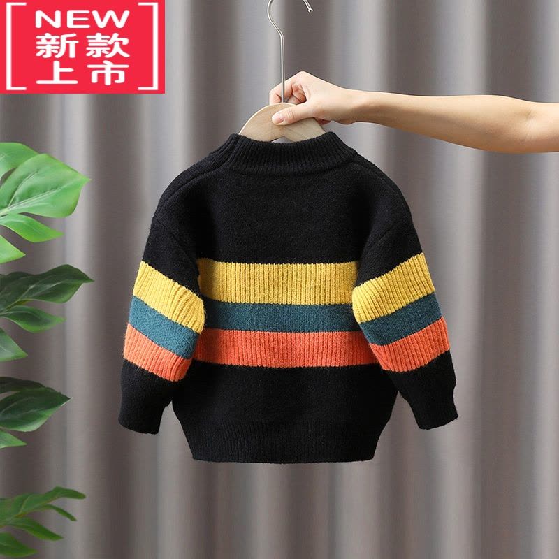 可莉允男童毛衣秋冬款2022新款儿童加绒毛线衣帅宝宝男孩加厚洋气潮冬季图片